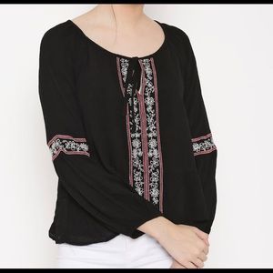 FOREVER 21 Women Black Embroidered Top